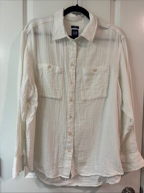 GAP White Gauze Button-Down Shirt